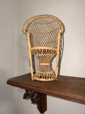 Wicker Rattan Peacock Chair Plant Stand Doll Chair